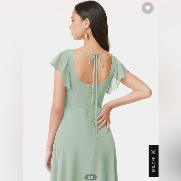 Light Green/Agave A-Line Ruffled Chiffon Floor Length Azazie Bondi Dress - Picture 5 of 8